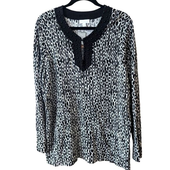 Charter Club Beaded Black and White Plus Size Sweater Size 2X - Picture 1 of 6